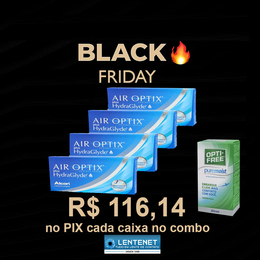 Air Optix Plus Hydraglyde combo 4 caixas 1 Air Optix Hydraglyde Combo Black Friday