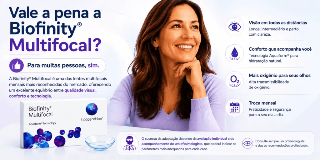 Biofinity® Multifocal: conforto, visão em todas as distâncias e tecnologia Aquaform® 9 Vale a pena Biofinity Multifocal